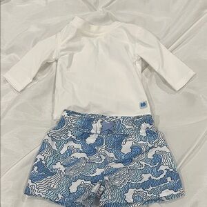 RUGGEDBUTTS White and Blue Kids Swim Set Size 0-3 months